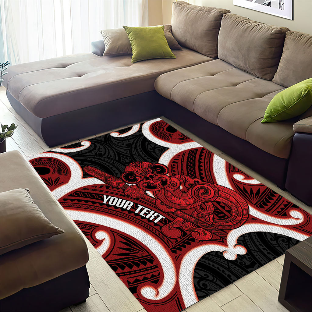 Whero Aotearoa Atua Tumatauenga Personalised Area Rug Maori God Of War Tiki With Taiaha