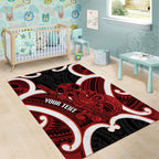 Whero Aotearoa Atua Tumatauenga Personalised Area Rug Maori God Of War Tiki With Taiaha