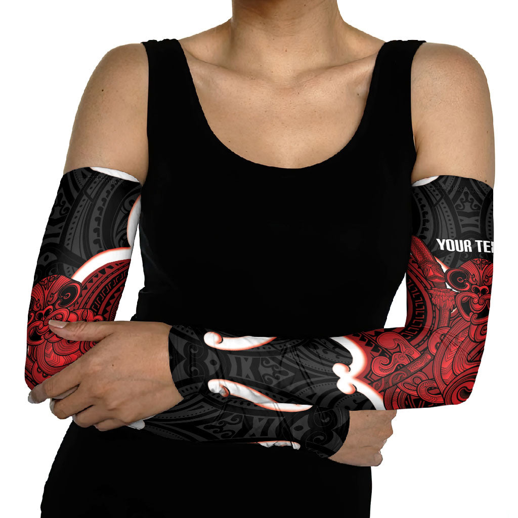Whero Aotearoa Atua Tumatauenga Personalised Arm Sleeves Maori God Of War Tiki With Taiaha