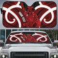 Whero Aotearoa Atua Tumatauenga Personalised Auto Sun Shade Maori God Of War Tiki With Taiaha