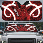 Whero Aotearoa Atua Tumatauenga Personalised Auto Sun Shade Maori God Of War Tiki With Taiaha