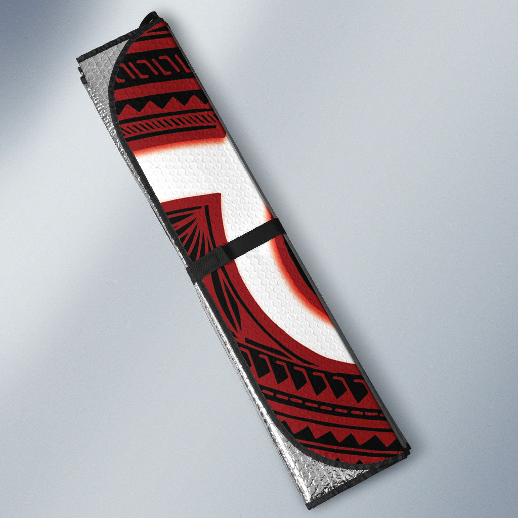 Whero Aotearoa Atua Tumatauenga Personalised Auto Sun Shade Maori God Of War Tiki With Taiaha