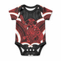 Whero Aotearoa Atua Tumatauenga Personalised Baby Onesie Maori God Of War Tiki With Taiaha