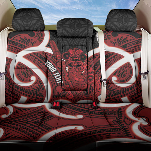 Whero Aotearoa Atua Tumatauenga Personalised Back Car Seat Cover Maori God Of War Tiki With Taiaha