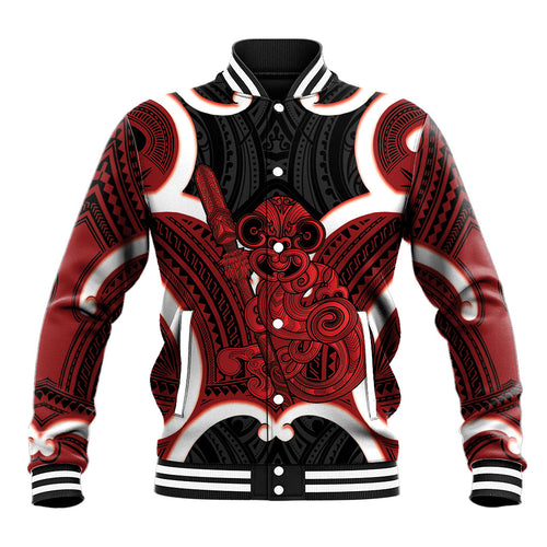 Whero Aotearoa Atua Tumatauenga Personalised Baseball Jacket Maori God Of War Tiki With Taiaha