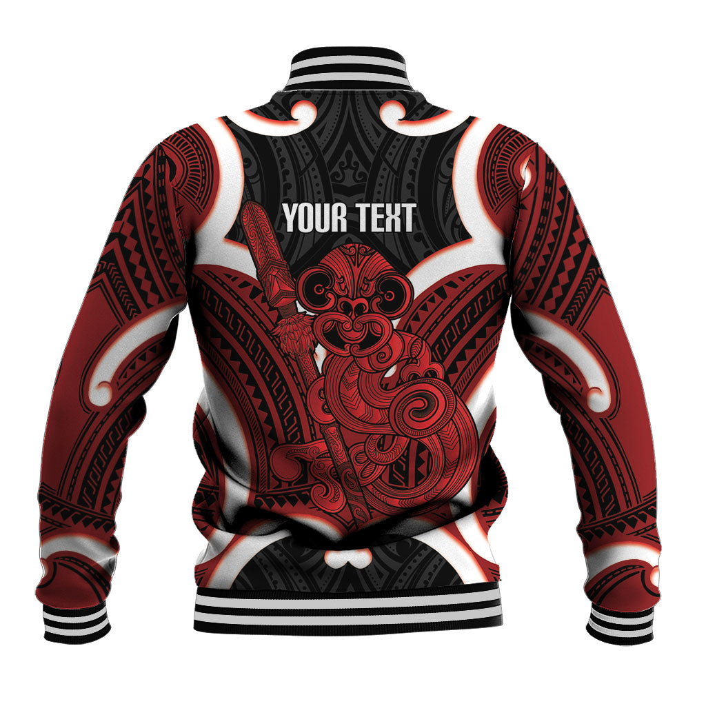 Whero Aotearoa Atua Tumatauenga Personalised Baseball Jacket Maori God Of War Tiki With Taiaha