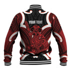 Whero Aotearoa Atua Tumatauenga Personalised Baseball Jacket Maori God Of War Tiki With Taiaha