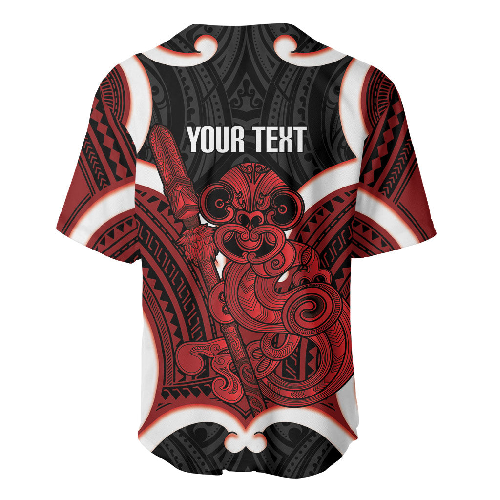 Whero Aotearoa Atua Tumatauenga Personalised Baseball Jersey Maori God Of War Tiki With Taiaha