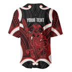 Whero Aotearoa Atua Tumatauenga Personalised Baseball Jersey Maori God Of War Tiki With Taiaha