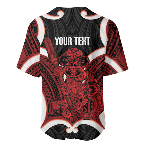 Whero Aotearoa Atua Tumatauenga Personalised Baseball Jersey Maori God Of War Tiki With Taiaha
