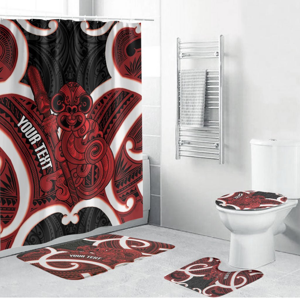 Whero Aotearoa Atua Tumatauenga Personalised Bathroom Set Maori God Of War Tiki With Taiaha