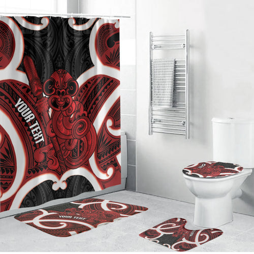Whero Aotearoa Atua Tumatauenga Personalised Bathroom Set Maori God Of War Tiki With Taiaha