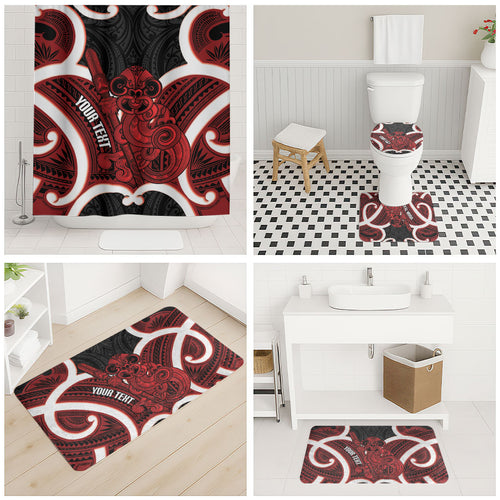 Whero Aotearoa Atua Tumatauenga Personalised Bathroom Set Maori God Of War Tiki With Taiaha