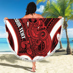 Whero Aotearoa Atua Tumatauenga Personalised Beach Blanket Maori God Of War Tiki With Taiaha