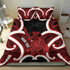 Whero Aotearoa Atua Tumatauenga Personalised Bedding Set Maori God Of War Tiki With Taiaha