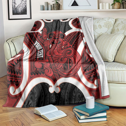Whero Aotearoa Atua Tumatauenga Personalised Blanket Maori God Of War Tiki With Taiaha