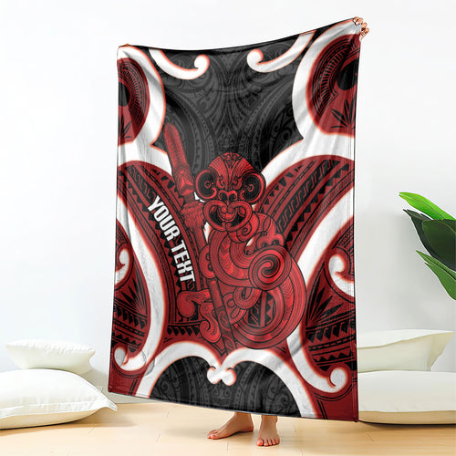 Whero Aotearoa Atua Tumatauenga Personalised Blanket Maori God Of War Tiki With Taiaha