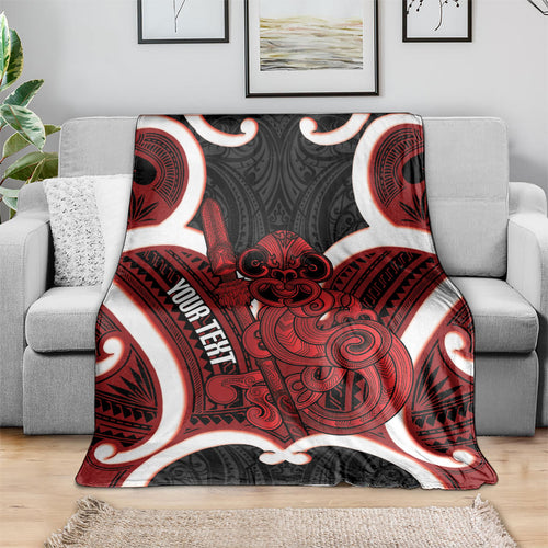 Whero Aotearoa Atua Tumatauenga Personalised Blanket Maori God Of War Tiki With Taiaha