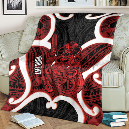 Whero Aotearoa Atua Tumatauenga Personalised Blanket Maori God Of War Tiki With Taiaha