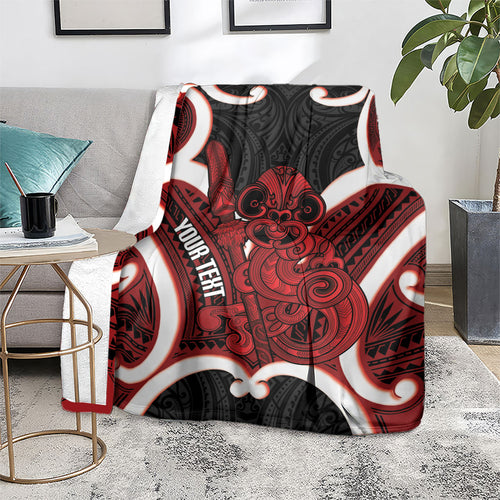 Whero Aotearoa Atua Tumatauenga Personalised Blanket Maori God Of War Tiki With Taiaha