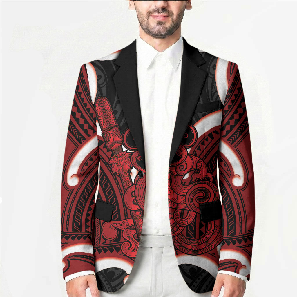 Whero Aotearoa Atua Tumatauenga Personalised Blazer Maori God Of War Tiki With Taiaha