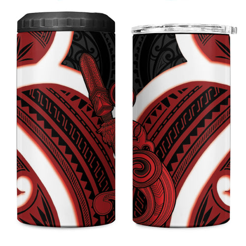 Whero Aotearoa Atua Tumatauenga 4 in 1 Can Cooler Tumbler Maori God Of War Tiki With Taiaha