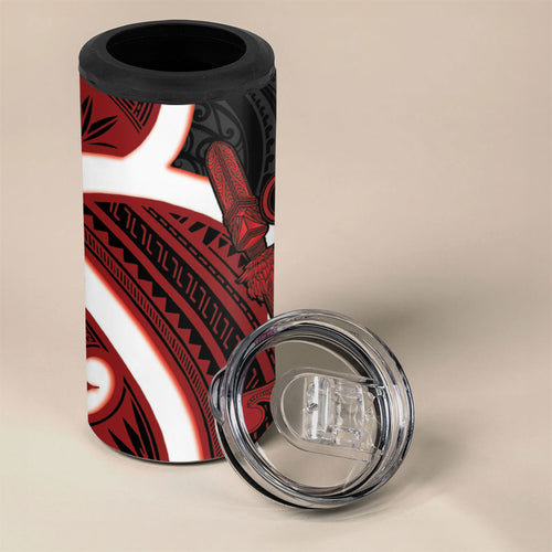 Whero Aotearoa Atua Tumatauenga 4 in 1 Can Cooler Tumbler Maori God Of War Tiki With Taiaha