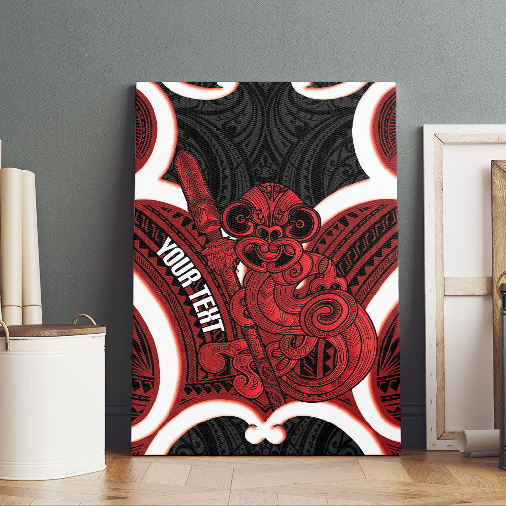 Whero Aotearoa Atua Tumatauenga Personalised Canvas Wall Art Maori God Of War Tiki With Taiaha