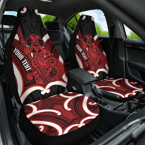 Whero Aotearoa Atua Tumatauenga Personalised Car Seat Cover Maori God Of War Tiki With Taiaha