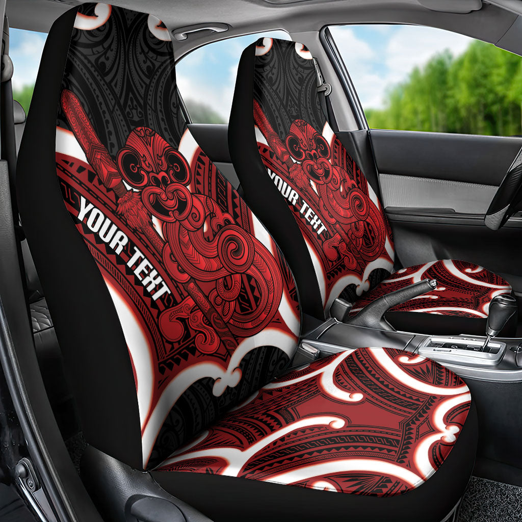 Whero Aotearoa Atua Tumatauenga Personalised Car Seat Cover Maori God Of War Tiki With Taiaha