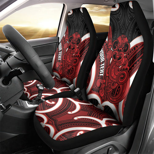 Whero Aotearoa Atua Tumatauenga Personalised Car Seat Cover Maori God Of War Tiki With Taiaha