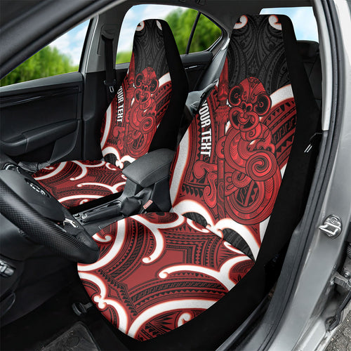 Whero Aotearoa Atua Tumatauenga Personalised Car Seat Cover Maori God Of War Tiki With Taiaha