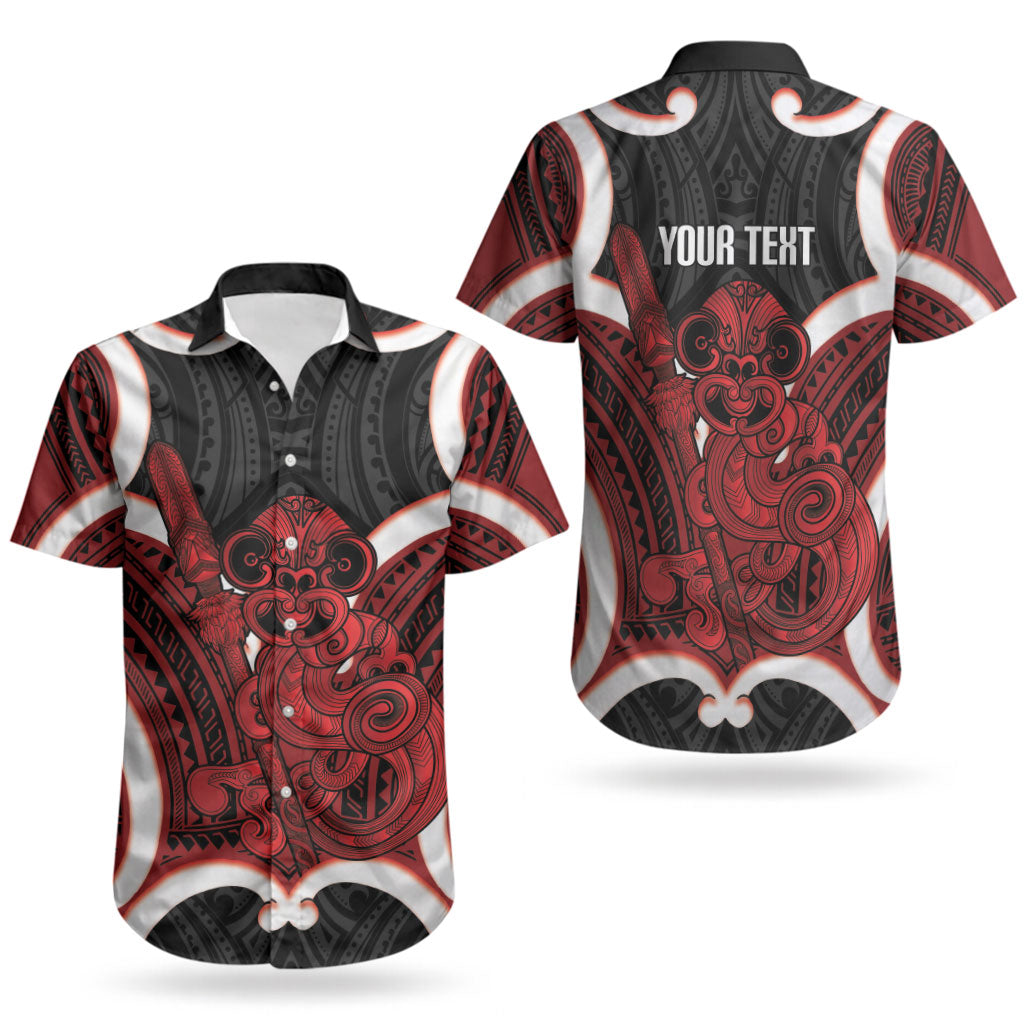 Whero Aotearoa Atua Tumatauenga Personalised Couples Matching Off The Shoulder Long Sleeve Dress and Hawaiian Shirt Maori God Of War Tiki With Taiaha