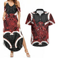 Whero Aotearoa Atua Tumatauenga Personalised Couples Matching Summer Maxi Dress and Hawaiian Shirt Maori God Of War Tiki With Taiaha