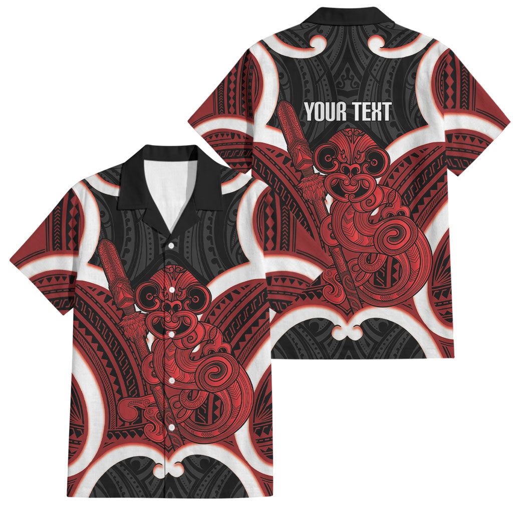 Whero Aotearoa Atua Tumatauenga Personalised Family Matching Off Shoulder Short Dress and Hawaiian Shirt Maori God Of War Tiki With Taiaha