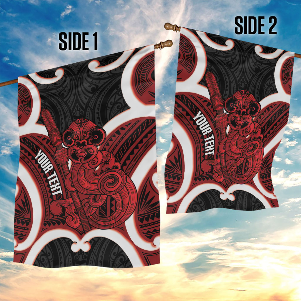 Whero Aotearoa Atua Tumatauenga Personalised Garden Flag Maori God Of War Tiki With Taiaha