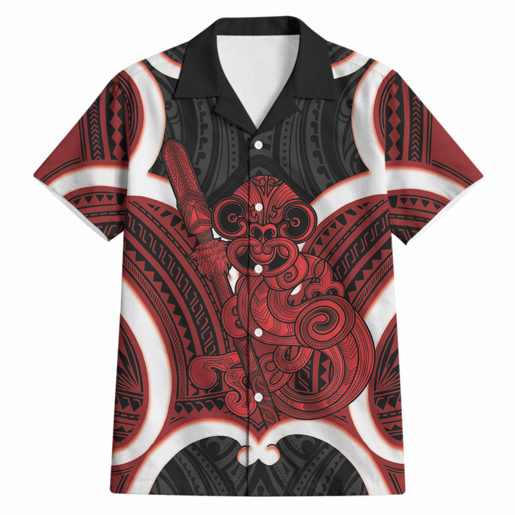 Whero Aotearoa Atua Tumatauenga Personalised Hawaiian Shirt Maori God Of War Tiki With Taiaha