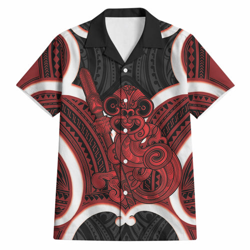 Whero Aotearoa Atua Tumatauenga Personalised Hawaiian Shirt Maori God Of War Tiki With Taiaha