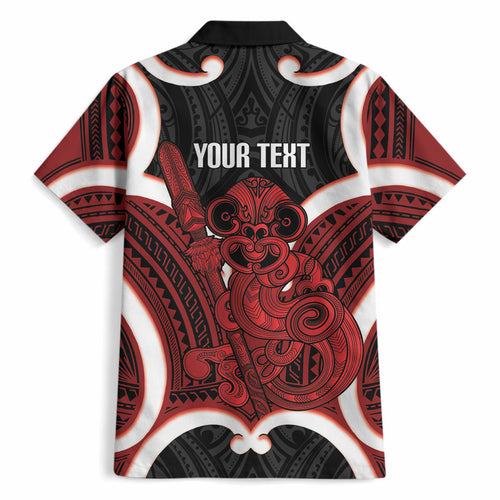 Whero Aotearoa Atua Tumatauenga Personalised Hawaiian Shirt Maori God Of War Tiki With Taiaha