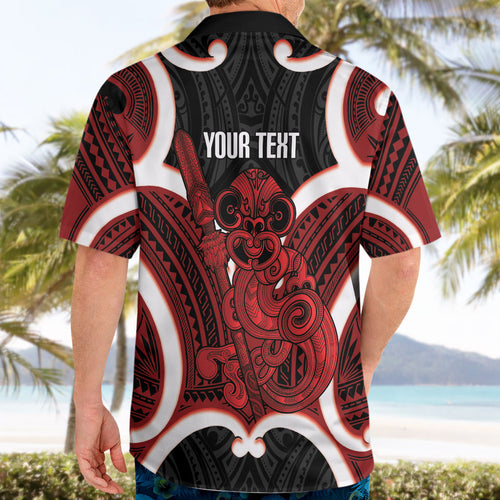 Whero Aotearoa Atua Tumatauenga Personalised Hawaiian Shirt Maori God Of War Tiki With Taiaha