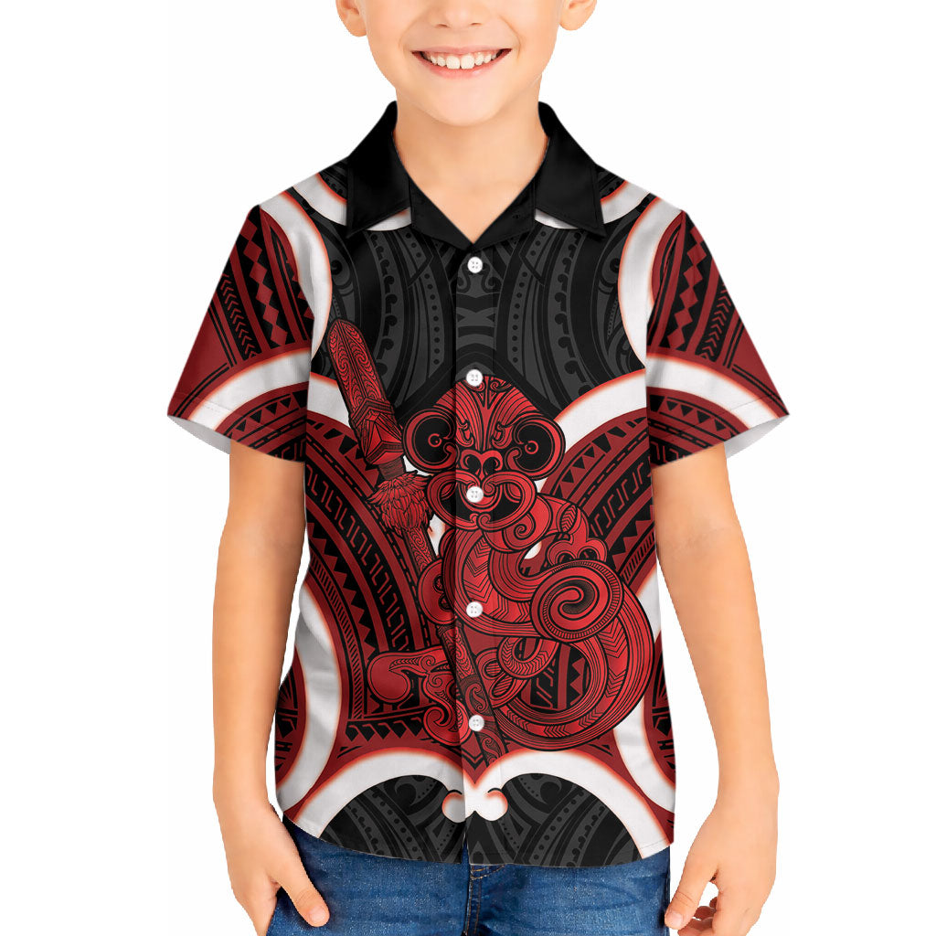 Whero Aotearoa Atua Tumatauenga Personalised Hawaiian Shirt Maori God Of War Tiki With Taiaha