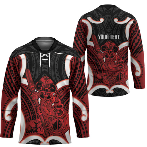 Whero Aotearoa Atua Tumatauenga Personalised Hockey Jersey Maori God Of War Tiki With Taiaha