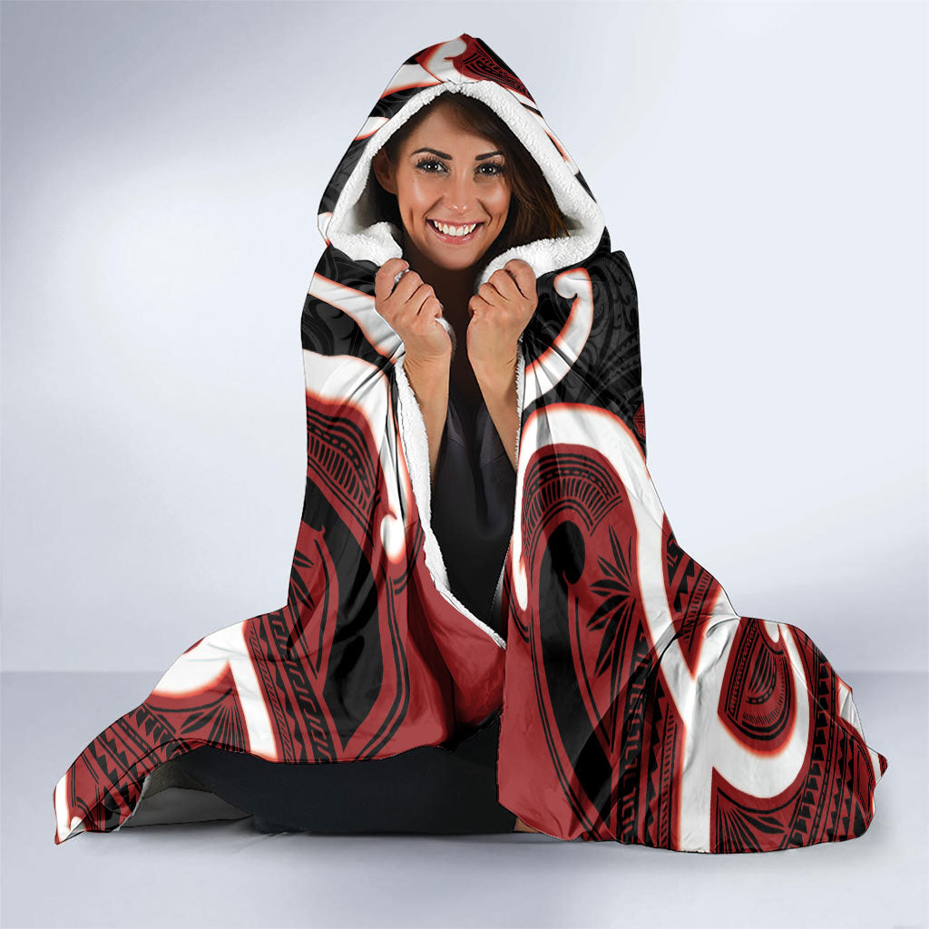 Whero Aotearoa Atua Tumatauenga Personalised Hooded Blanket Maori God Of War Tiki With Taiaha