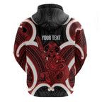 Whero Aotearoa Atua Tumatauenga Personalised Hoodie Maori God Of War Tiki With Taiaha