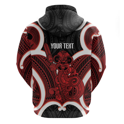 Whero Aotearoa Atua Tumatauenga Personalised Hoodie Maori God Of War Tiki With Taiaha