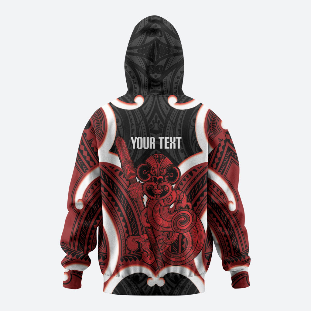 Whero Aotearoa Atua Tumatauenga Personalised Hoodie Maori God Of War Tiki With Taiaha