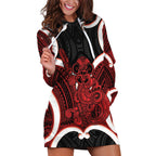 Whero Aotearoa Atua Tumatauenga Personalised Hoodie Dress Maori God Of War Tiki With Taiaha