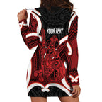 Whero Aotearoa Atua Tumatauenga Personalised Hoodie Dress Maori God Of War Tiki With Taiaha