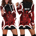 Whero Aotearoa Atua Tumatauenga Personalised Hoodie Dress Maori God Of War Tiki With Taiaha