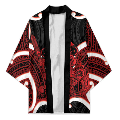 Whero Aotearoa Atua Tumatauenga Personalised Kimono Maori God Of War Tiki With Taiaha